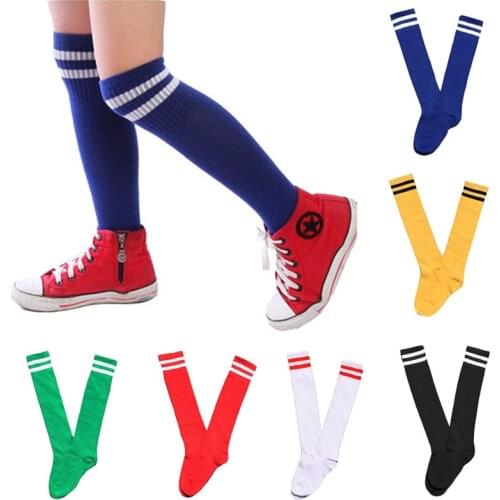 Kids Knee High Socks Cotton Long Student School Socks Girls Boys Football Striped 2 Retro Old School Sport Socks Soccer Hockey