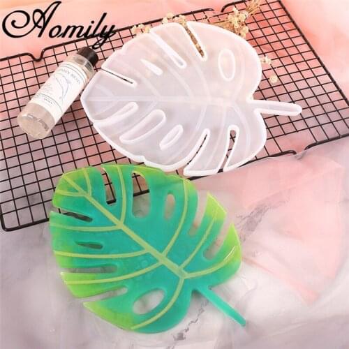 Amoliy Handmade Leaf Pattern Coaster Epoxy Mold Resin Molds Crystal Mold Silicone Mold Mirror Mold for Jewelry Cake Decoration