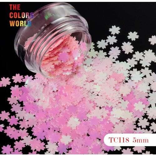 Sakura Cherry blossoms Shape Pearlescent Iridescent Glitter 5MM Size For Nails Glitter Nail art decoration makeup DIY decorate