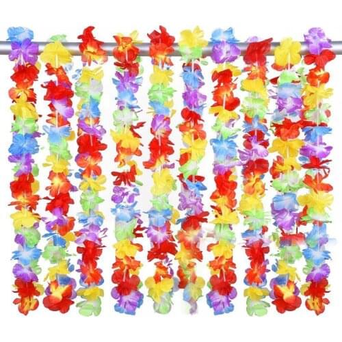 5 Piece Hawaiian Party Wreath Decorations Tropical Style Necklace Theme Flowers Holiday Wedding Beach Birthday Wreath Decor