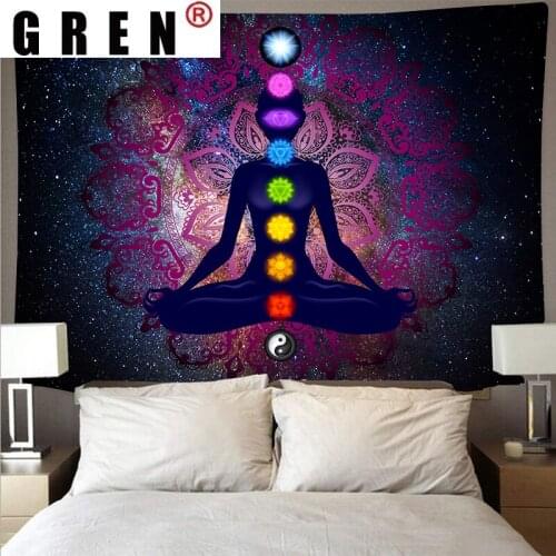 GREN Cheap India Mandala Yoga Tapestry Wall Hanging Trippy Psychedelic Tapestries Witchcraft Wall Cloth Carpet Home Decor