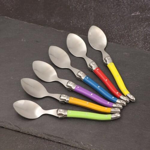 Jaswehome 6pcs 15cm Small Stainless Steel Laguiole Spoon Set Kitchen Hot Drinking Flatware Coffee Spoon Dessert Tea Spoons