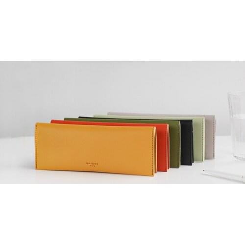 6PCS/LOT Leather Pen Bag UNIQUE Series Portable Steel Stationery Simple Pen Bag Pencil Bag