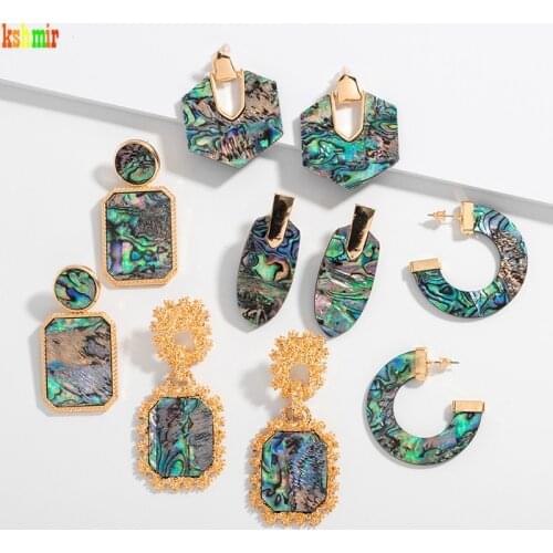 Kshmir Fashion abalone shellfish female style earrings personality metal shell earrings popular female earrings 2020