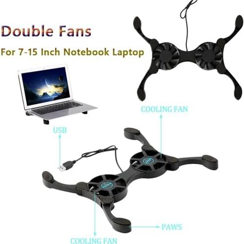 Mini Octopus Cooler Pad Laptop Desk Support Dual Cooling Fan For 7-15 Inch Notebook Computer Stand Foldable USB Rack Holder