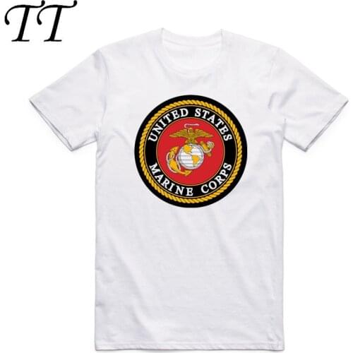 2019 Men Print USMC Fashion White T Shirt Summer Casual Short Sleeves O Neck US Marine Corps T-shirt Homme Camisetas