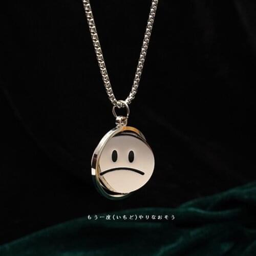 2021 New Creative Rotation Smiley Crying Face Pendant Necklace Fashion clothes Necklace Pendant Birthday Present Festival