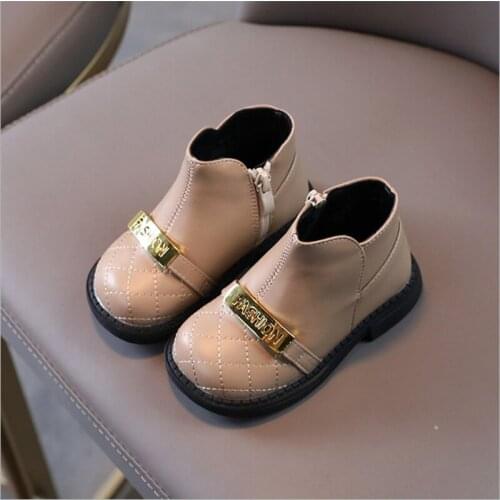 2021 New Autumn Kids Boots For Girls Leather Toddler Baby Rubber Boots Ankle Princess Fashion Girls Shoes EU 21-25