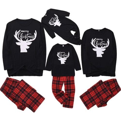 Family Matching Christmas Outfits Pajamas Men Women Kid Baby Plaid Long Sleeve Sleepwear Home Clothes Parent-child Clothes
