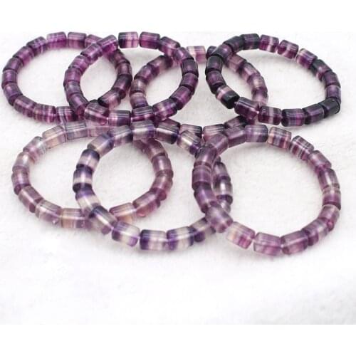 Genuine Natural Colorful Fluorite Quartz Bracelet Gemstone Barrel Beads Women Men 8x10mm Love New Gift Bracelet AAAAA