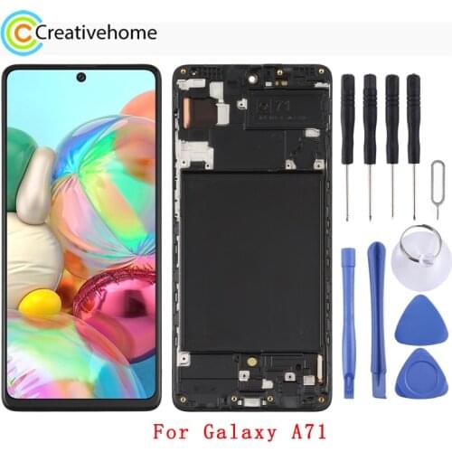 Original Super AMOLED Material LCD Screen and Digitizer Full Assembly with / without Frame for Samsung Galaxy A71