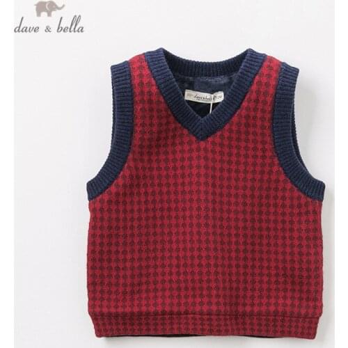 DB11777 dave bella autumn kids boys handsome dots coat children fashion sleeveless vest