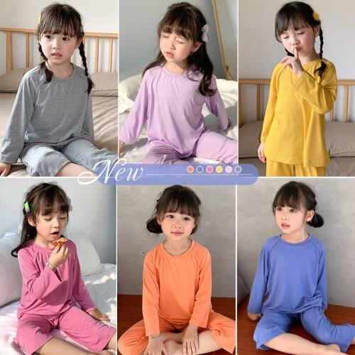 Girl Pajama Set Summer Children Nightwear Kids Boys Sleepwear Bebe Clothes Loose Modal Oneies Home Costume DT085