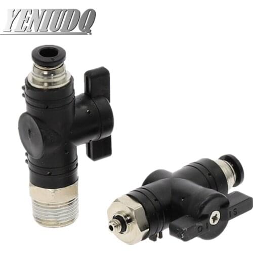 BC Pneumatic Manual Switch Ball Valve 4-12mm Tube Push In Quick Joint Connector Hand Valve To Turn 1/8" 3/8" 1/2" PT Male thread