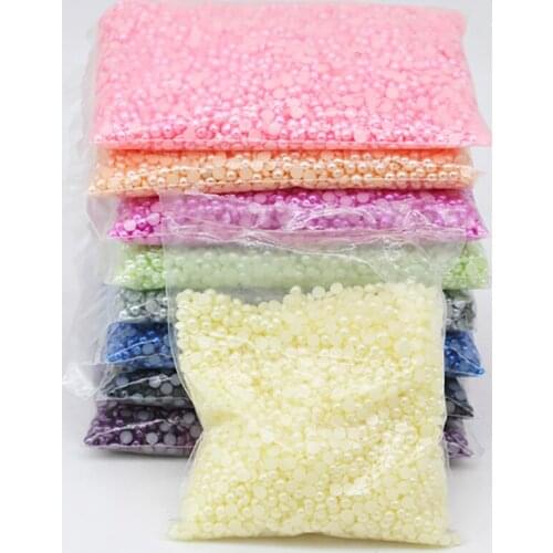 500p-5000p 6mm Color flatback half round Imitation pearl Scrapbook for craft Nail Art Decoration DIY Wedding cards Beads