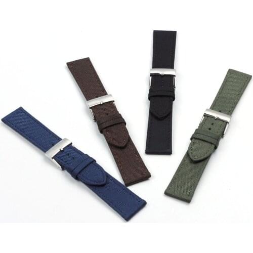 22mm Black Blue Green Brown Nylon Cow Leather Watchband For Breitling Strap AvengerNavitimer Bracelet