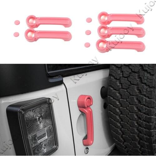 Pink Door Handle Cover Trim Sticker for 4 Doors Jeep Wrangler 2007-2017 Car Styling