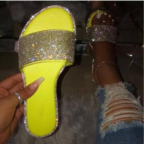 Plus size shoes women flats sandals 2021 fashion casual summer sandals women shoes slip-on crystal beach slippers woman Footwear
