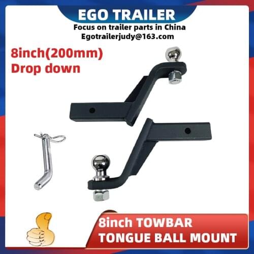 EgoTrailer 8inch Drop Towbar Tow Bar Ball Mount Tongue Hitch Trailer Car RV boat parts accessories W/50mm 2inch ball