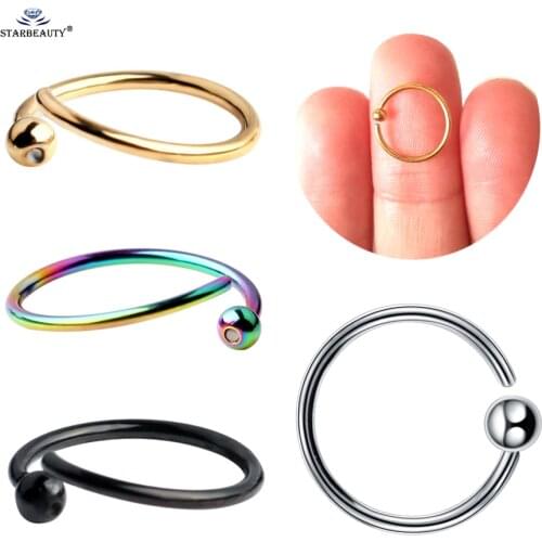 2pcs/lot 0.8mm 20G BCR Ball Fake Nose Ring Helix Ear Piercing Tragus Daith Earrings Fake Piercing Septum Nipple Ring Ear Jewelry