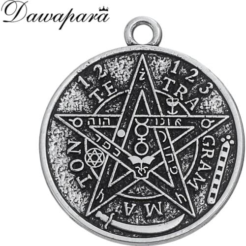 Dawapara Tetragrammaton Pentagram Wicca Charm For Jewelry Making Word Charm Pendant For Diy Necklace/Bracelets Making