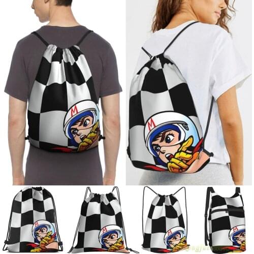 Speed Racer Checkered Flag Men Outdoor Travel Gym Bag Waterproof Drawstring Backpack Women Fitness Swimming Bag