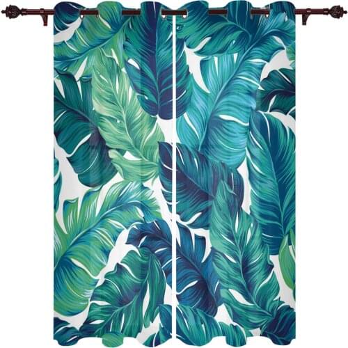Modern Curtains Leaves Tropical Turquoise Baby Room Bedroom Creative Curtains Kitchen Living Room Terrace Valance Curtains