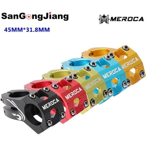 MEROCA Bicycle stem mountain bike hollow stem aluminum alloy ultralight road bike short stem 31.8MM*45MM Riser Bicycle parts