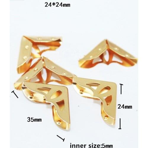 Wholesale Rose Gold Book Scrapbooking Albums Menus Corner Protectors Metal Hollow Corners For Books,24*24*5mm,Fit 5mm,200Pcs