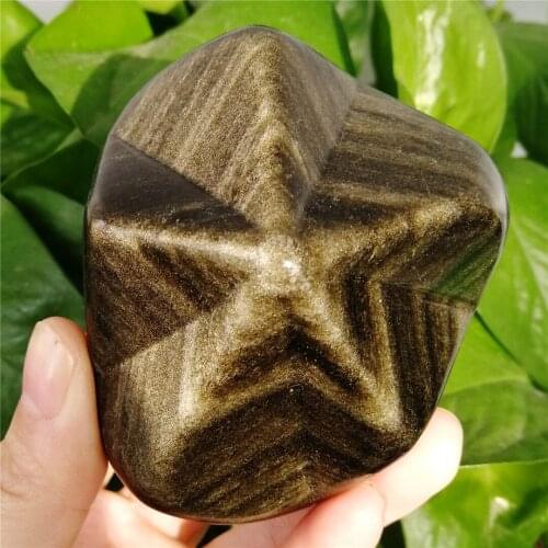 1PCS New Items Healing Quartz Crystals And Minerals Gold Sheen Obsidian 5Ray Star For Home Energy Concentration Decoration Gifts