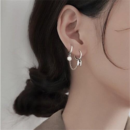 1 pcs 925 Sterling Silver Crystal Tassel Stud Earrings For Women Girls Wedding Female Pendientes eh1053