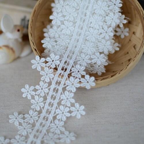 10Meters/lot 5.5CM DIY Flower White Lace Trims Wedding Bride Dress Sewing Craft Free Ship