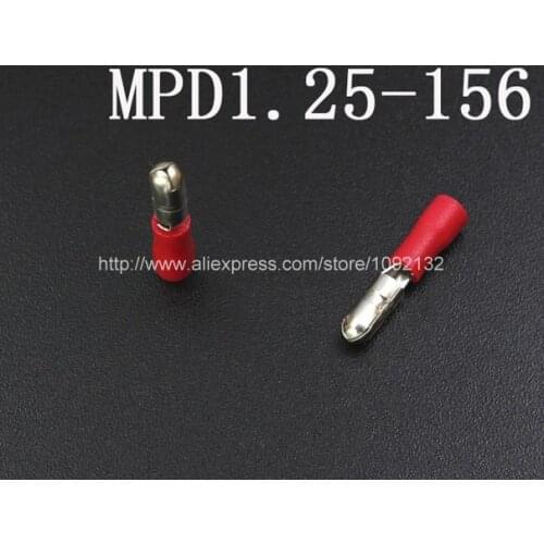 1000pcs/pack MPD1.25-156 22-16 WIRE Red Vinyl bullet Terminals male ELECTRICAL spade connector