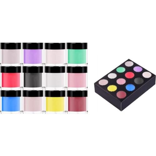 12 Colors Acrylic Powder Set for Nail Art 3D DIY Tips Decoration Nail Powder Carved Powder Decoration
