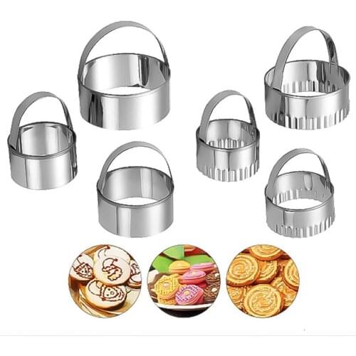 3pcs/set Round Stainless Steel Cookie Cutters Fondant Baking Cookie Biscuit Cutters Sandwich Cutters Cookie Cutter