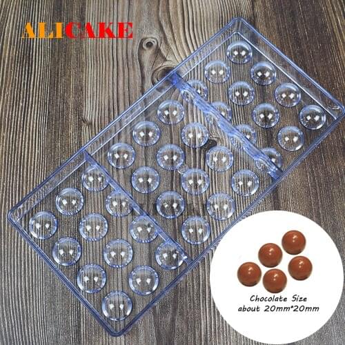 36 Cavity Polycarbonate Chocolate Molds 20mm Half Ball Plastic Sphere Chocolate Candy Bakery Form Moulds Bakeware Baking Mold
