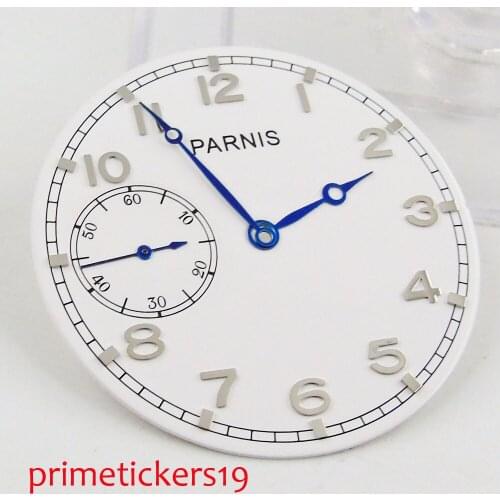 38.9mm Parnis white dial+ blue hands fit eta 6497 sea gull movement watch dial