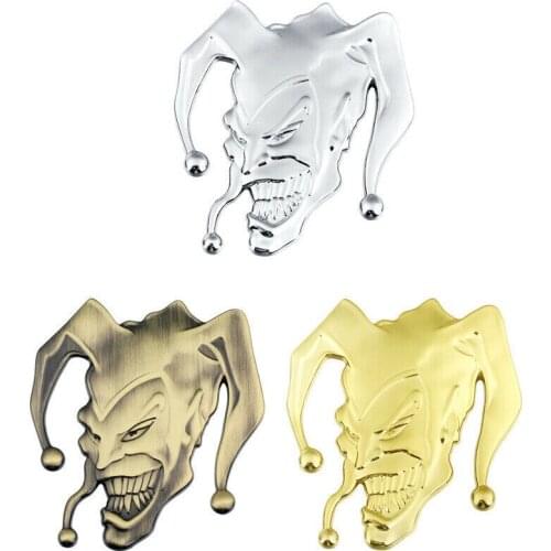 Car Motorcycle Metal Emblem Badge Sticker Decal Wicked Clown 3D Logo Silver Gold Gunmetal Bronze Decorations Universal