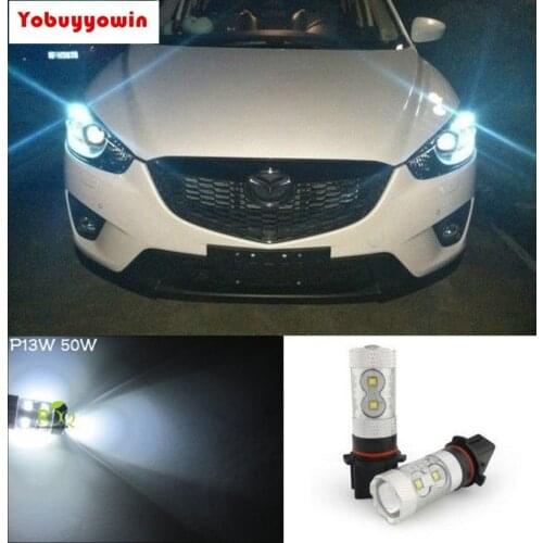 Free shipping 2PCS Error Free White P13W 50W High CREE Chips Led For Fog DRL For Mazda CX-5 2013