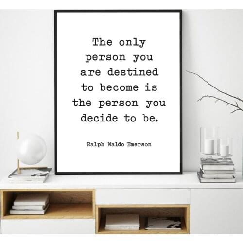 Ralph Waldo Emerson Quotes Print Black White Minimalist Typography Poster Wall Art Canvas Painting Picture Home Room Art Decor
