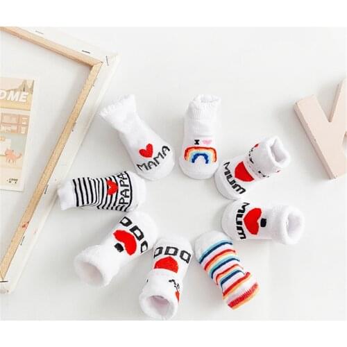 Baby Socks Girls Boys Baby Soft Socks For Newborn Toddler Stripe Letter Printed Spring Summer Infant Socks Warm 0-12 Months