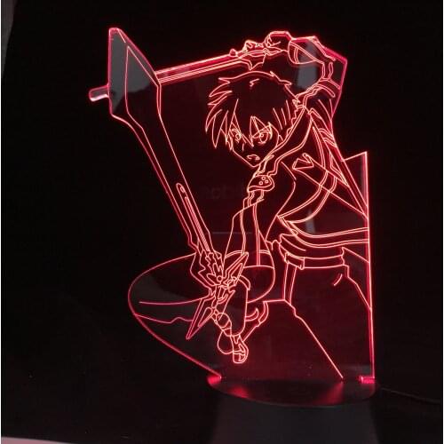 Anime Sword Art Online Kirito Figure for Bedroom Decor Nightlight Birthday Gift Room Led Night Light Manga SAO 3d Led Night Lamp