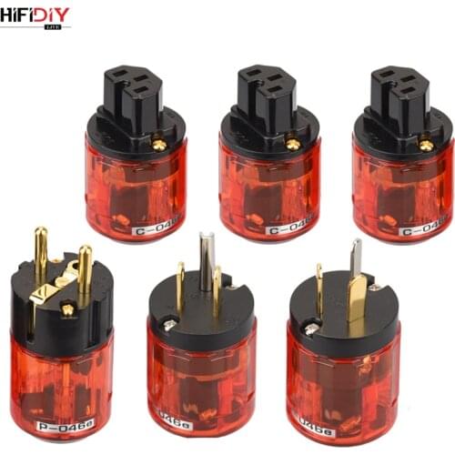 HIFIDIY LIVE EU/US/AU Pure Copper Gold Plated Power Plug Tail Connector For HIFI Audio For Power supply wire Connectors Red079