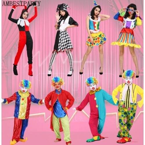 Hot 2017 Halloween Costumes Adult Funny Circus Clown Costume Naughty Harlequin Uniform Fancy Cosplay Lovers clothing AMBESTPARTY