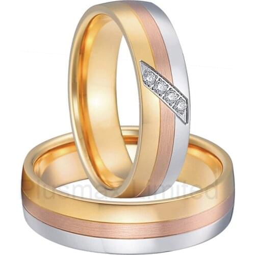 Alliances China Manufacturer shopping tricolor classic private new design titanium steel wedding rings for men and women