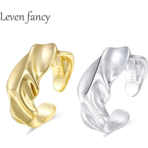 18K Gold Over 925 Sterling Silver Twisted Irregular Shaped Rings Adjustable Open Bold Statement Signet Rings Women Party Jewelry