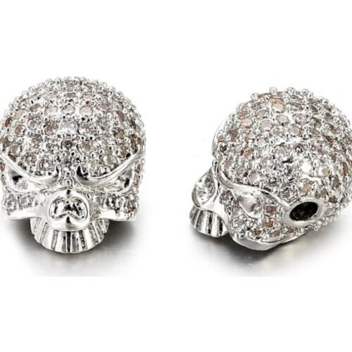 Crown skull leopard warrior helmet micro pave cz cubic zirconia spacer beads metal Crystal bracelet necklace fnhy4