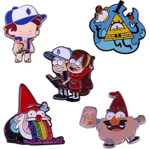 LT1064 Anime Rainbow Enamel Pins Cute Girl Metal Cartoon Brooch Backpack Hat Bag Collar Lapel Badges Cute Jewelry Gifts