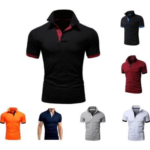 2021 Brand Summer New Men T Shirt Lapel Casual Polo Shirts Sleeve Stitching T Shirt For Male Solid Color Pullover Tops T-shirt