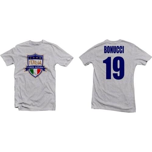 New Summer Hot Sale Tee Shirt Italy Forza Azzurri Hero Tee Bonucci Printed Footballer Tee Funny T-shirt